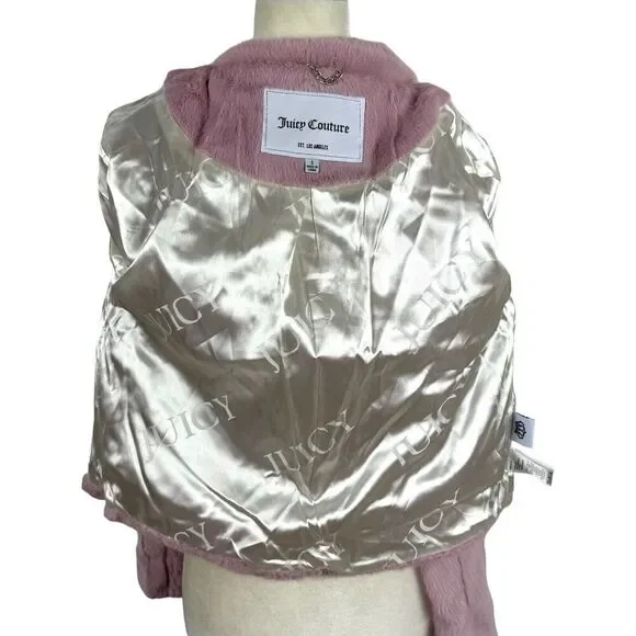 Juicy Couture Blush Pink Faux Fur Plush Moto Jacket Alexa Crop Size Small NWT